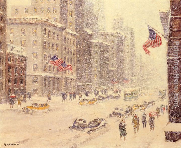 Winter's Day, Fifth Avenue painting - Guy Carleton Wiggins Winter's Day, Fifth Avenue art painting